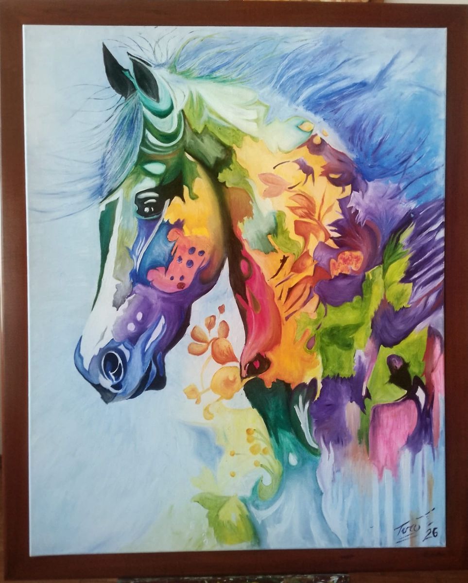 Óleo colorido de un caballo